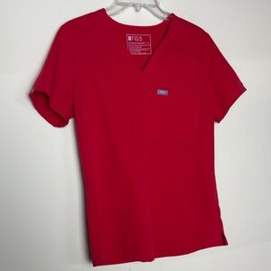 Figs Red Catarina one pocket Scrub Top pop red medical nursing Small modest